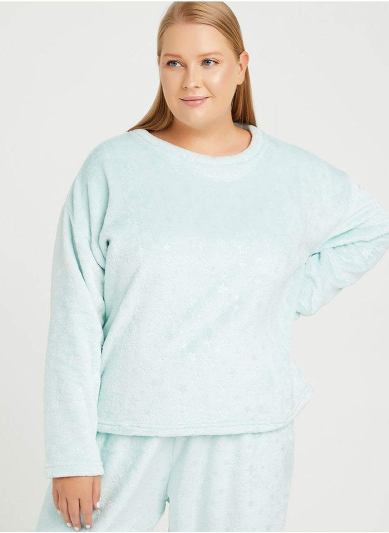 Styli - Crew Neck Printed Top & Pyjama Set - Image 1