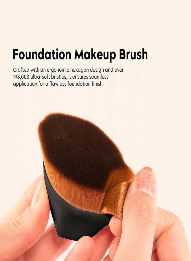 BEYOND BASIC Foundation Makeup Brush, Kabuki Hexagon Face Blush Liquid Powder Foundation Brush for Blending Liquid, Cream or Flawless Powder Cosmetics (Multicolor) - Image 2