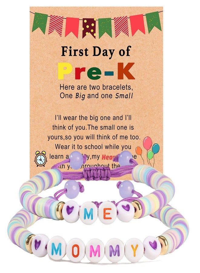 AULSIEY First Day of Kindergarten Bracelet Mommy and Me,Back to School Outfits for Girls,First Day of School Pre K Preschool Bracelet Mommy and Me,Matching Bracelets Back to School Pre K Stuff (Mommy Pre K) - Image 1