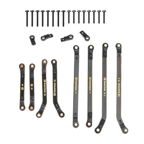 RampCrab مجموعة روابط رامب كرايب عالية الارتفاع 4 روابط لسيارة SCX24 C10 من النحاس لقطع الترقية لسيارة SCX24 برونكو C10 رانجلر JLU 4Runner أكسيال 124 سيارة زحف RC ملحقات ترقية 8 قطع سوداء - Image 1