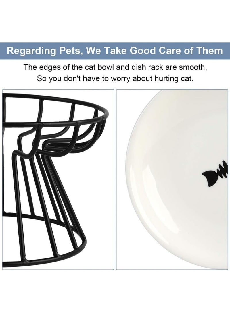 general Cat Food Bow Whisker-Friendly Ceramic Elevated Anti-Vomit Raised Bow for Cats Dogs Food  Water Dish for Cervical Vertebra Protection - Image 5