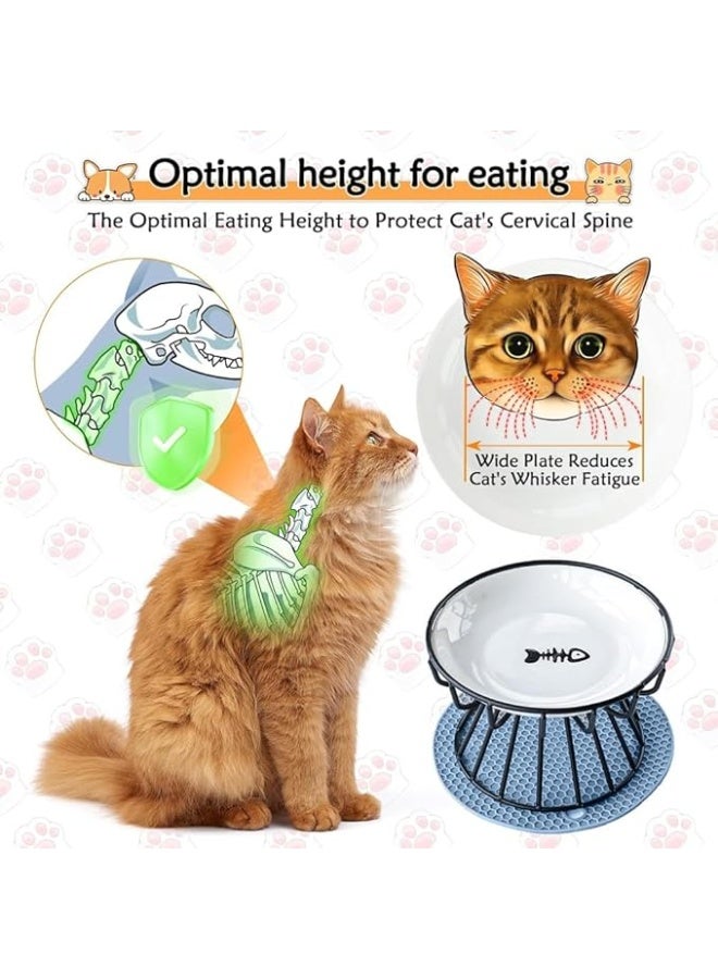 general Cat Food Bow Whisker-Friendly Ceramic Elevated Anti-Vomit Raised Bow for Cats Dogs Food  Water Dish for Cervical Vertebra Protection - Image 2