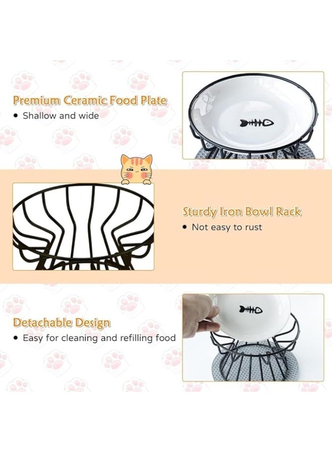 general Cat Food Bow Whisker-Friendly Ceramic Elevated Anti-Vomit Raised Bow for Cats Dogs Food  Water Dish for Cervical Vertebra Protection - Image 4