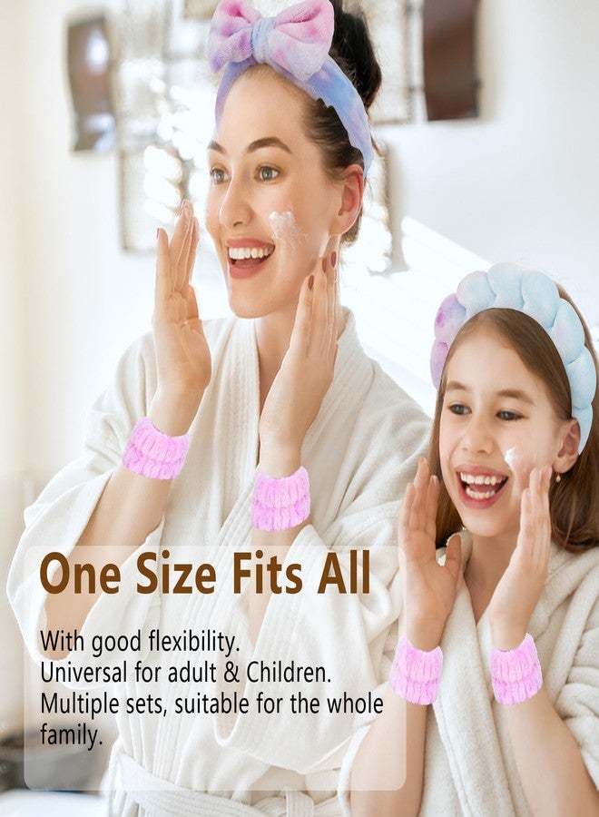 CAVETEE 6 Pack Puffy Bow Tie Headbands with Makeup Wristbands - Cute Spa, Face Washing and Makeup Set for Women and Girls - Image 4