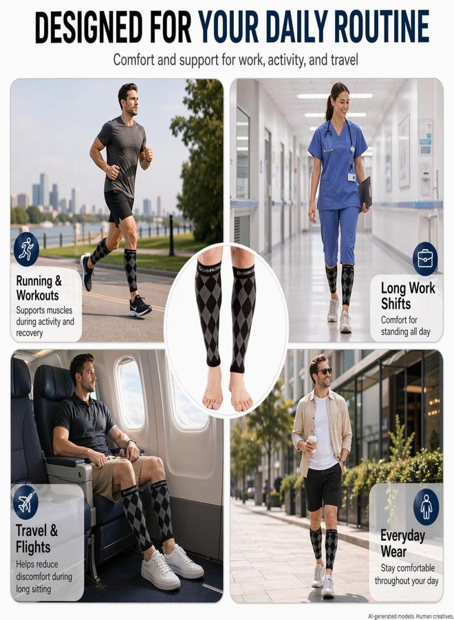 Doc Miller Calf Compression Sleeve 20-30 mmHg - Footless Socks for Circulation, Calf Support, Leg Pain Relief, Shin Splints & Varicose Veins, Men & Women, Running, Nurses, Travel (Argyle, 1 Pair) - Image 4