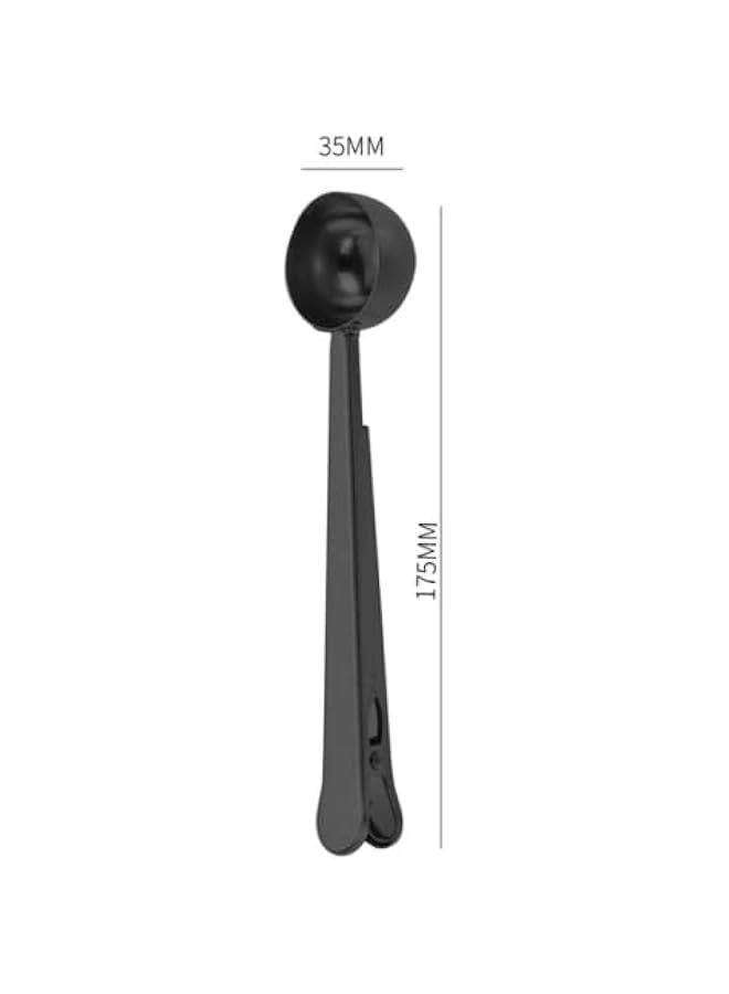2pcs Coffee Scoop with Clip, Stainless Steel Multi Function Coffee Measuring Spoon，Great Measuring Coffee, Tea，Protein Powder, Instant Drinks More - Perfect Coffee Spoon Bag Clip (Black)  - Image 4