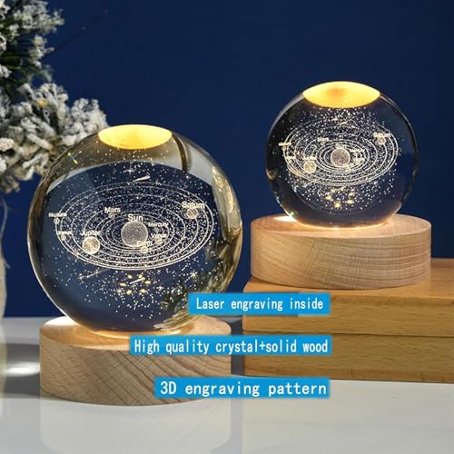 Desidiya Galaxy Projector Night Light & Solar System LED Crystal Ball Space Lamp for Kids’ Bedroom, House Party Decor, Adjustable Magnetic White Astronaut Head Light for Decoration (Combo) - Image 4