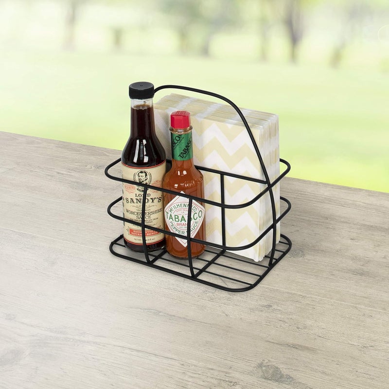 Spectrum Diversified Condiment Caddy/Napkin Holder, Black, Condiment Holder Table Stand Caddy - Image 2