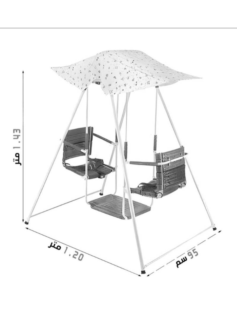 Double swing for children, children's swing with canopy, multi-colored - Image 2