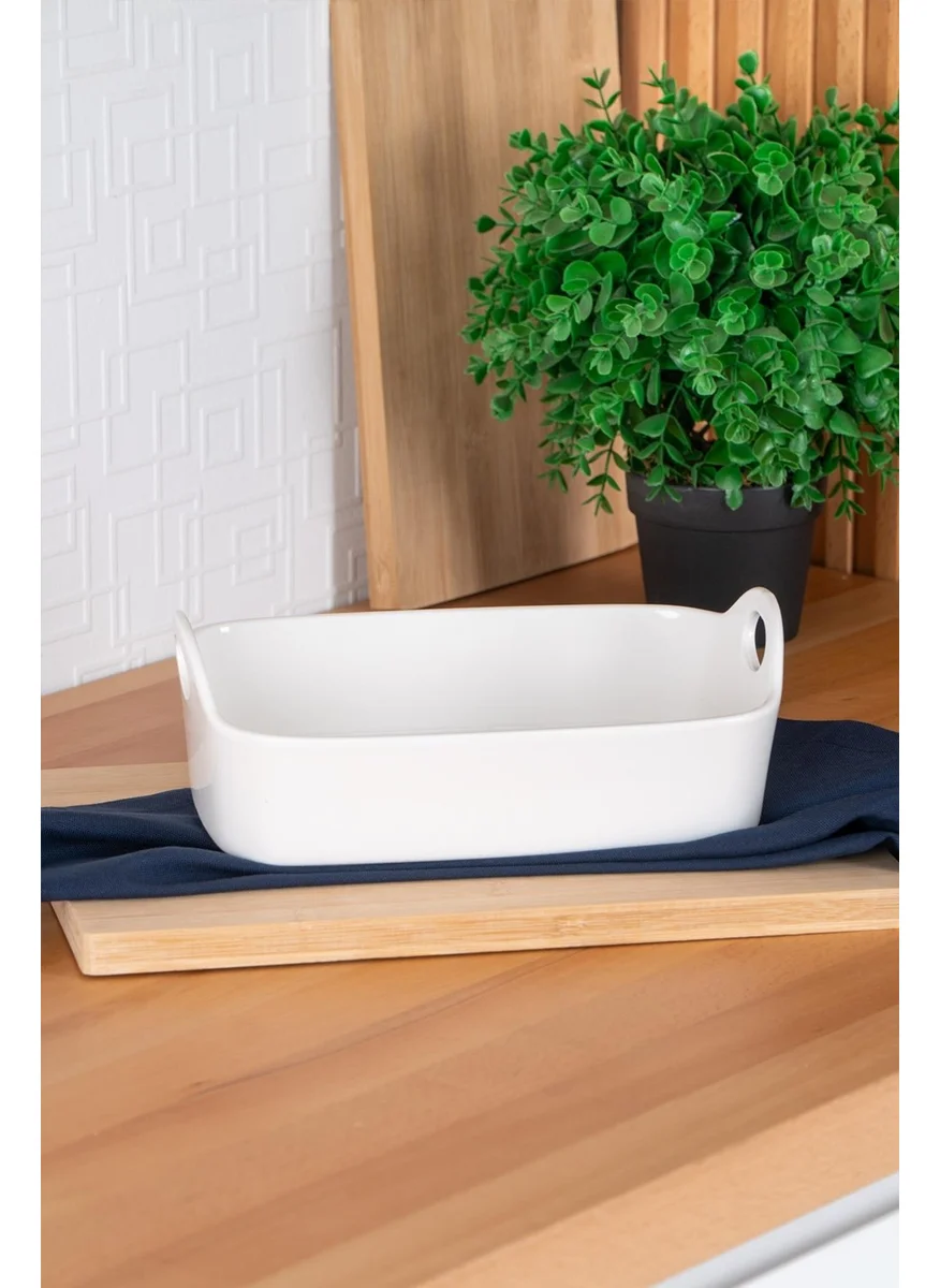 أكار Bianco Perla Rectangular Bowl with Handle - 25 cm