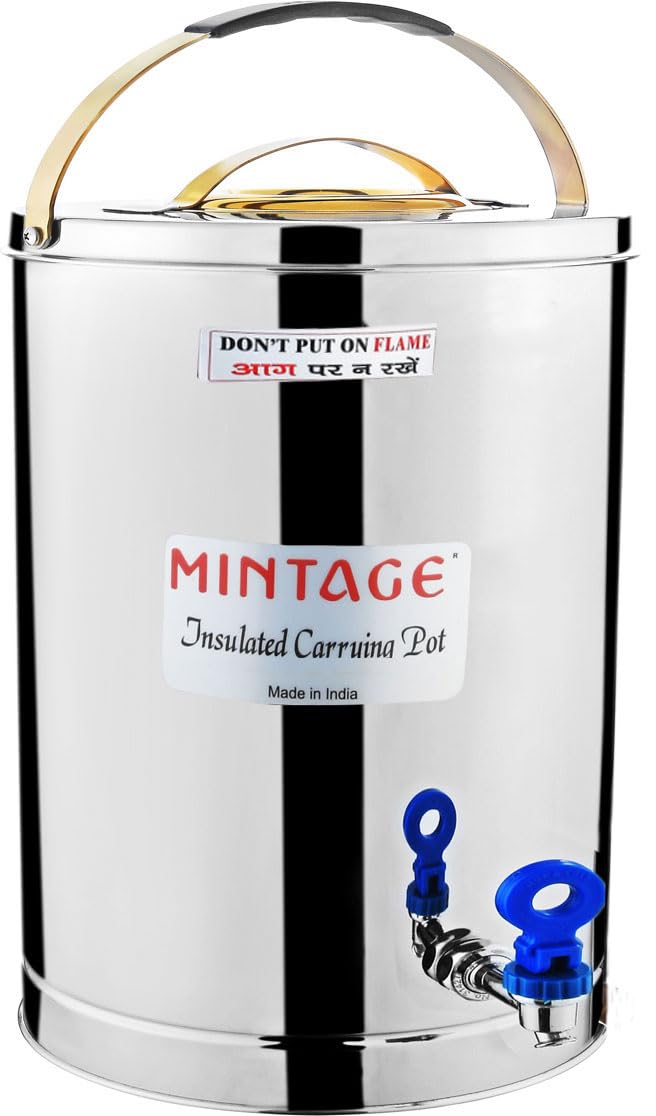 Mintage Alpine Tea Container 2.5 Liters Stainless Steel Insulated | Leakproof Durable | Heat Retention Lightweight | Beverage Preservation | Teapot Dispenser Jar | Canteen Chai Kettle - Image 1