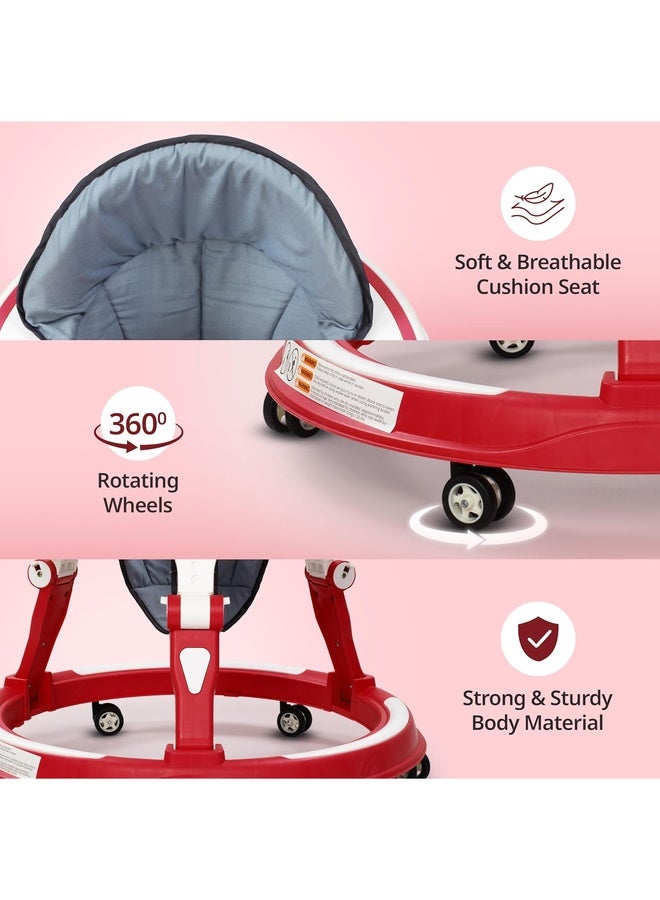 Luvlap Elegant 360° Baby Walkers for 6-18 Months | 3 Level Height Adjustment Walker/Advanced Baby Activity Walker for Kids, Walker for Boys & Girls, Raspberry - Image 4