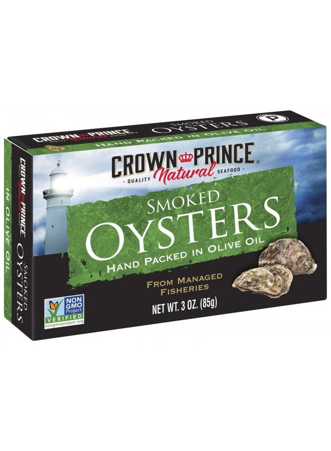 CROWN PRINCE Crown Prince Natural Smoked Oysters In Pure Olive Oil, 3-Ounce Cans (Pack Of 18)