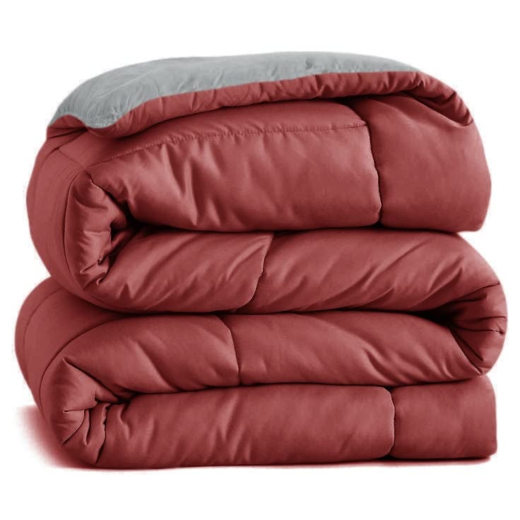 VAS COLLECTIONS Microfibre All Season/Winter Solid Reversible Double Bed Comforter Blanket | Quilt | Razai - (220 GSM, Maroon and Light Grey) 220x240cm - Image 5