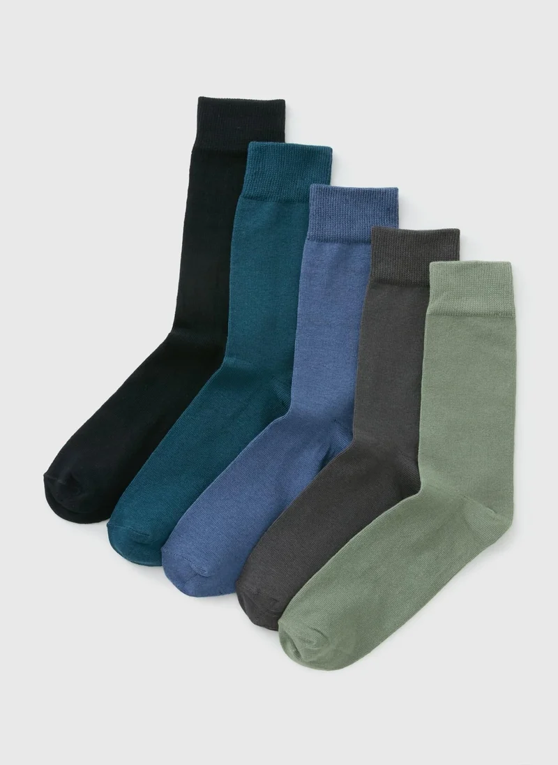 Matalan 5 Pack Multicolour Plain Socks