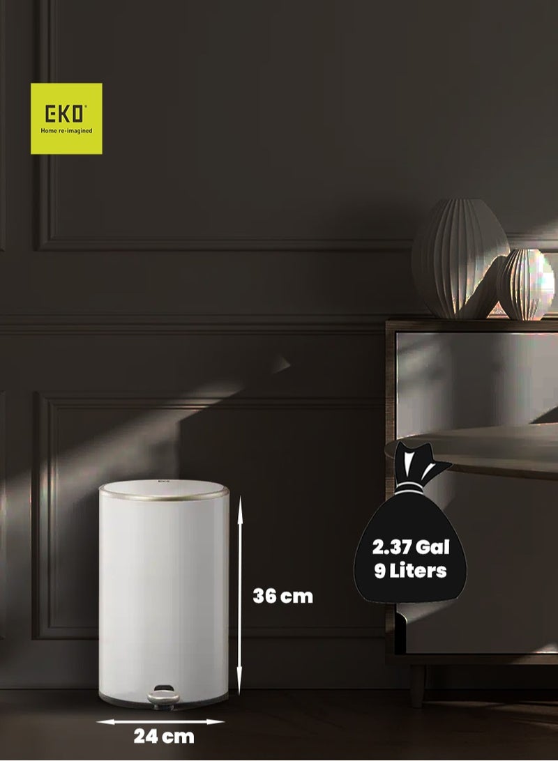 EKO COSMO SERIES | Brushed Matte Finish | Soft-Closing | Fingerprint-Resistant | Round Deluxe Pedal Trash & Garbage Bin | Compact Design Versatile For Tight Spaces | Multiple Sizes | 9 Liters  - Image 3