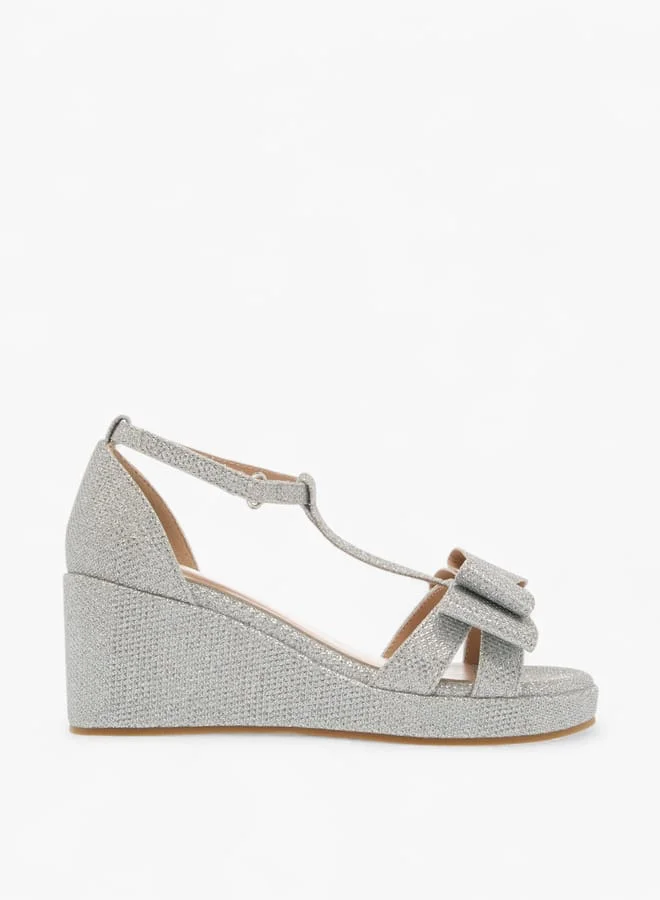 Celeste Girls Embellished Wedge Sandals With Hook And Loop Closure