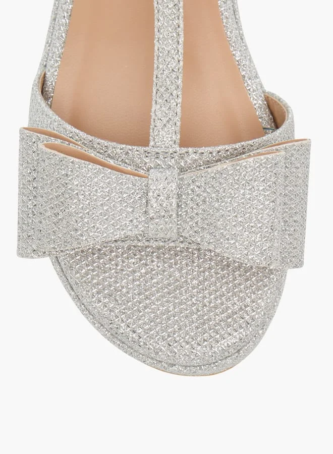 Celeste Girls Embellished Wedge Sandals With Hook And Loop Closure