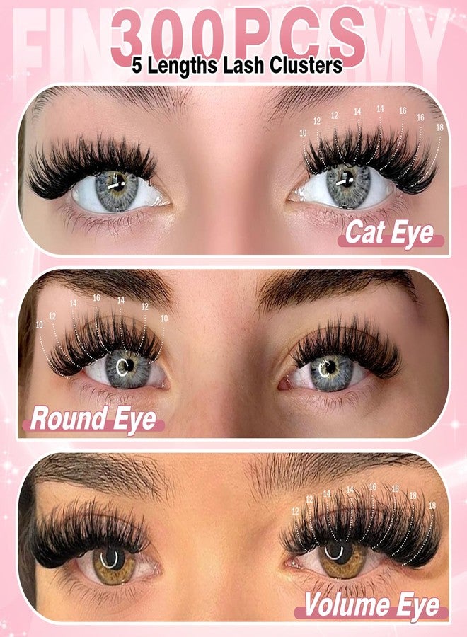 FinyDreamy Manga Lash Clusters Kit with Spiky Wispy Anime Eyelash Clusters Kit Fluffy Individual Lashes Clusters C Curl Volume DIY Fairy Cluster Eyelash Extensions with Bond Seal Tweezers(10-18mm Kit 300PCS） - Image 4