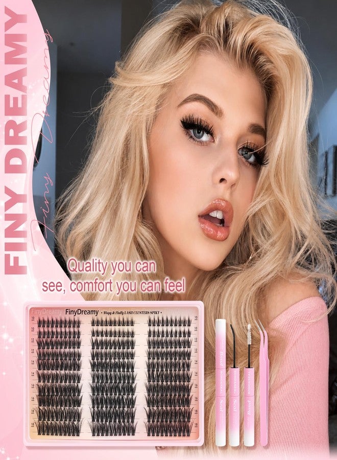 FinyDreamy Manga Lash Clusters Kit with Spiky Wispy Anime Eyelash Clusters Kit Fluffy Individual Lashes Clusters C Curl Volume DIY Fairy Cluster Eyelash Extensions with Bond Seal Tweezers(10-18mm Kit 300PCS） - Image 2