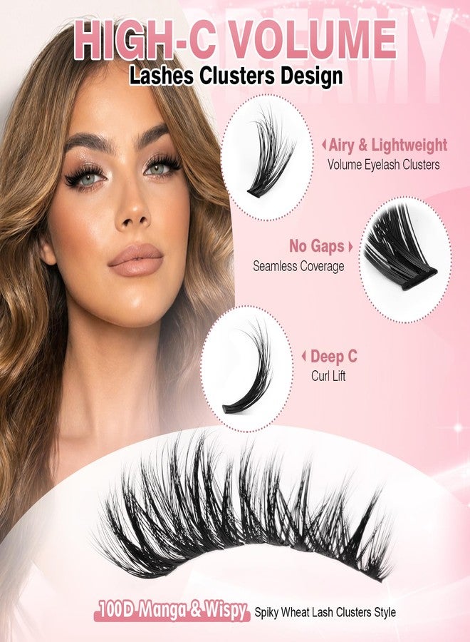 FinyDreamy Manga Lash Clusters Kit with Spiky Wispy Anime Eyelash Clusters Kit Fluffy Individual Lashes Clusters C Curl Volume DIY Fairy Cluster Eyelash Extensions with Bond Seal Tweezers(10-18mm Kit 300PCS） - Image 3