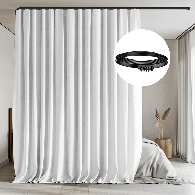 MaKefeile Room Divider Curtain with Flexible Ceiling Track Set Total Blackout Ceiling Curtains and Track Sliding Door Curtains Extra Wide Curtains Portable Curtain.(White W100 x H108 1 Panel) - Image 1