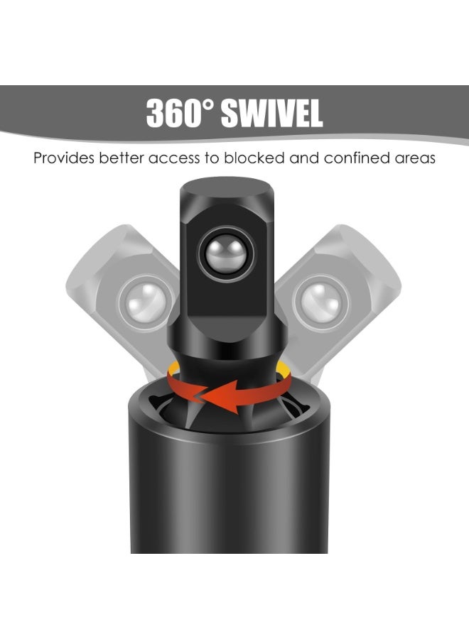 OSHIMA 3PCS Impact Socket Set, Impact Universal Joint Swivel Socket Set Swivel Drive Adapter Set, Durable Chrome-Molybdenum Steel U-Joint Sockets for Electric Wrench Ratchet Wrench 3/8inch 1/2inch 1/4inch - Image 3