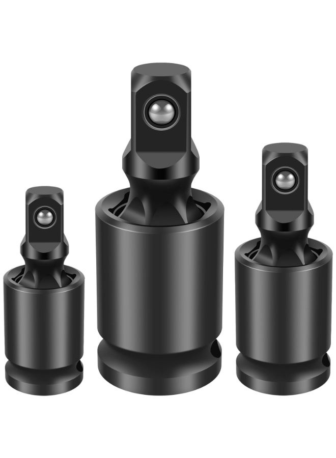 OSHIMA 3PCS Impact Socket Set, Impact Universal Joint Swivel Socket Set Swivel Drive Adapter Set, Durable Chrome-Molybdenum Steel U-Joint Sockets for Electric Wrench Ratchet Wrench 3/8inch 1/2inch 1/4inch - Image 1
