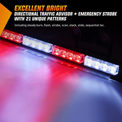 Nilight Traffic Advisor Emergency Strobe Light Bar 35Inch 32LED 21 Flash Patterns Directional Safety Warning Lights with Cigar Lighter on Trucks Police Cars Construction Vehicles - Image 2