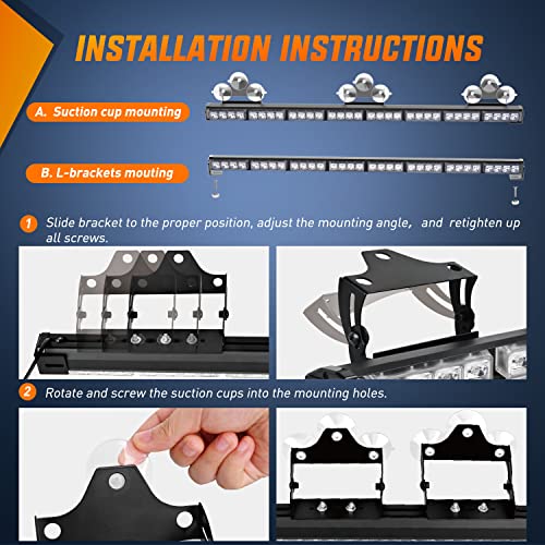 Nilight Traffic Advisor Emergency Strobe Light Bar 35Inch 32LED 21 Flash Patterns Directional Safety Warning Lights with Cigar Lighter on Trucks Police Cars Construction Vehicles - Image 5