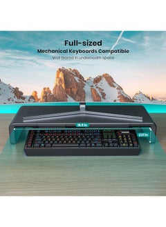 erorex Monitor Stand Riser Klearlook Foldable Computer Monitor Riser Height Adjustable Computer Stand Desk Shelf Riser With Storage Drawer And Tablet Phone Stand For Computer Desktop Laptop Black  - Image 3
