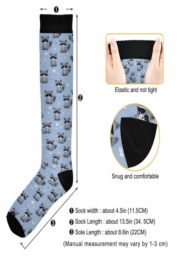 Wusikd Cute Raccoons Compression Socks for Women and Men Circulation Blue Long Socks for Athletic Running 1 - Image 4