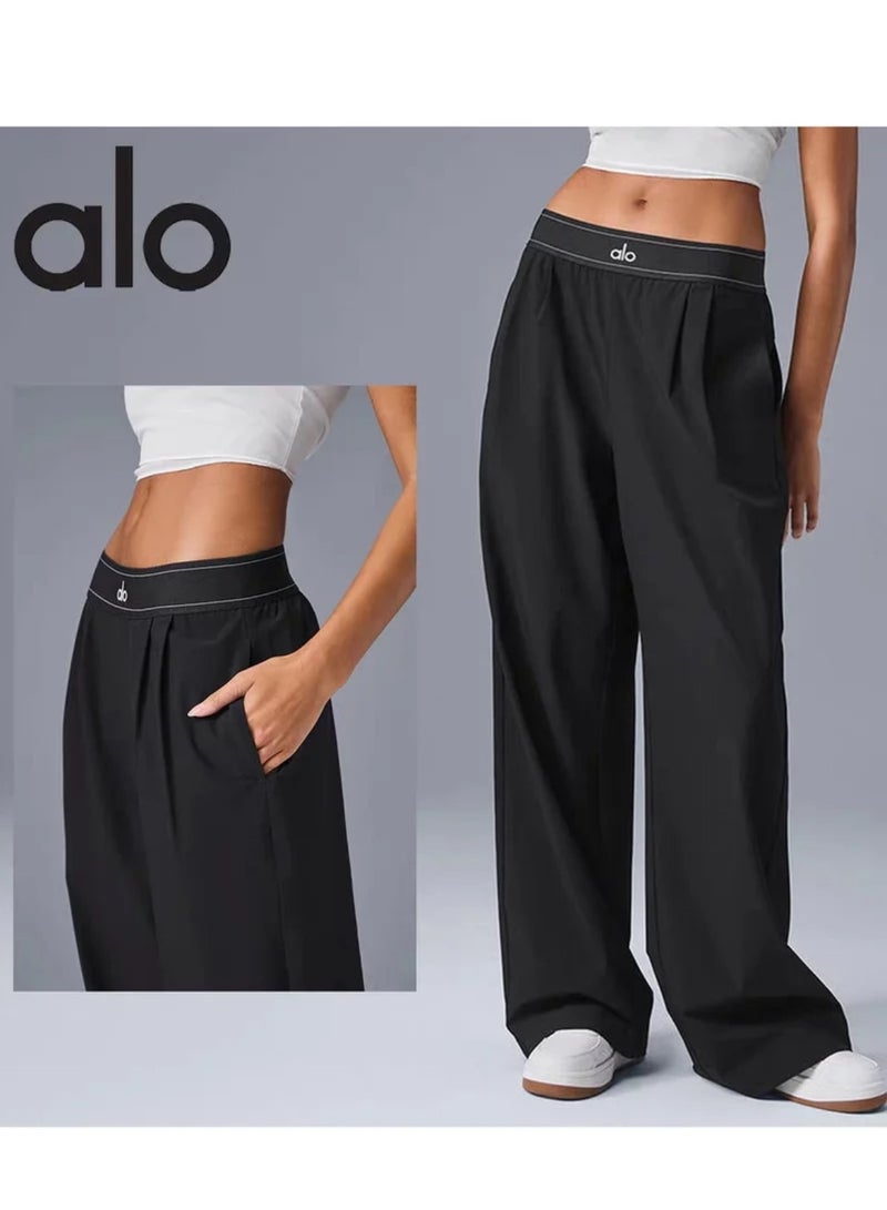 Alo Yoga Alo ladies' straight-leg wide-leg pants for casual sports