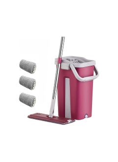 dreamons link Microfiber Flat Mop with Bucket, Cleaning Squeeze Hand Free Floor Mop, 3 Reusable Mop Pads, Stainless Steel Handle,360° Rotating Head Squeeze Flat Mop  - Image 1