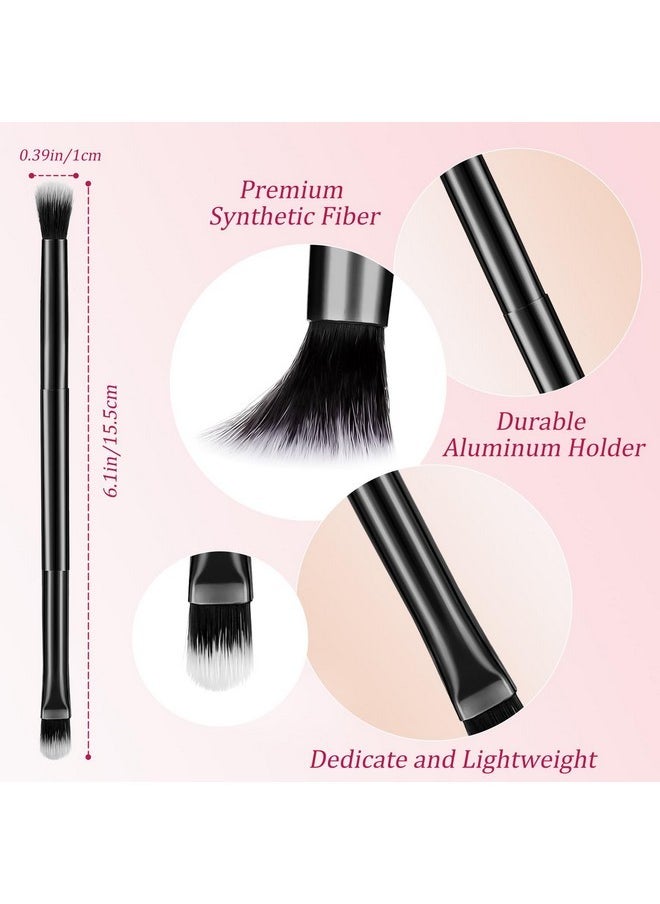 Perthlin 12 Pcs Eyeshadow Smudge Brush 2 In 1 Eyeshadow Brush Double Ended Concealer Brush Under Eye Small Soft Firm Pointed Foundation Makeup Applicator For Blending Eye Shadow Liner (Black)  - Image 2