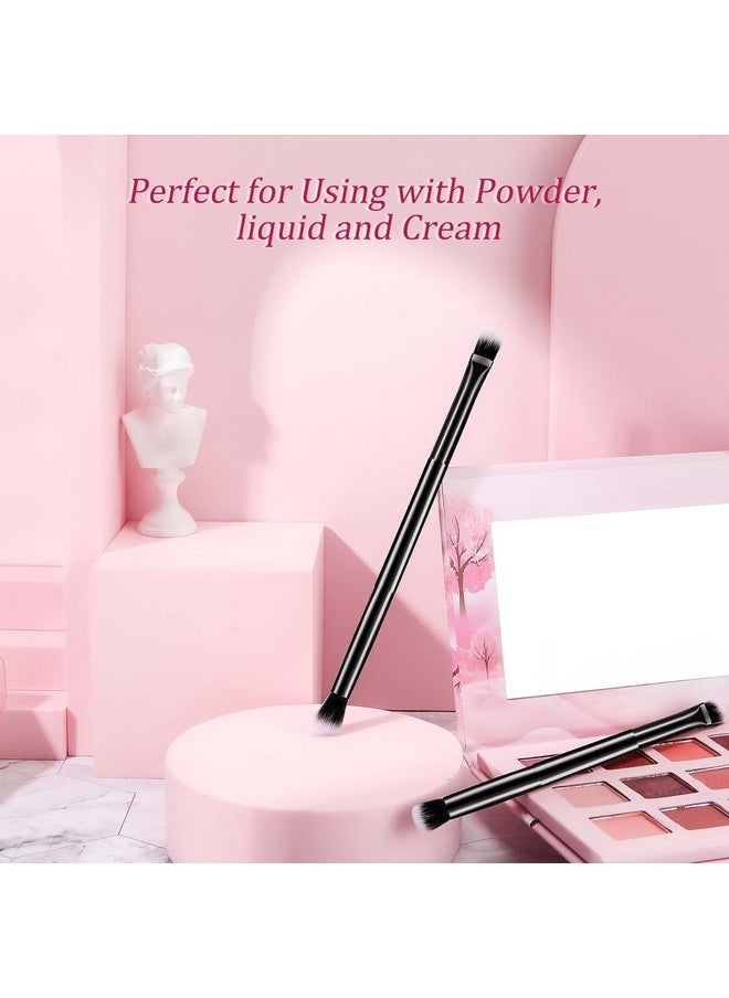 Perthlin 12 Pcs Eyeshadow Smudge Brush 2 In 1 Eyeshadow Brush Double Ended Concealer Brush Under Eye Small Soft Firm Pointed Foundation Makeup Applicator For Blending Eye Shadow Liner (Black)  - Image 5