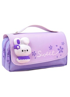 Generic Pencil Case for Girls, Kids Large Capacity Cute Pencil Box with Compartments School Organizer Pen Pouch (Sakura Purple)  - Image 1