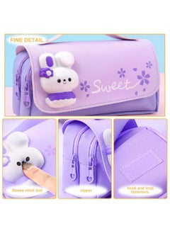 Generic Pencil Case for Girls, Kids Large Capacity Cute Pencil Box with Compartments School Organizer Pen Pouch (Sakura Purple)  - Image 4