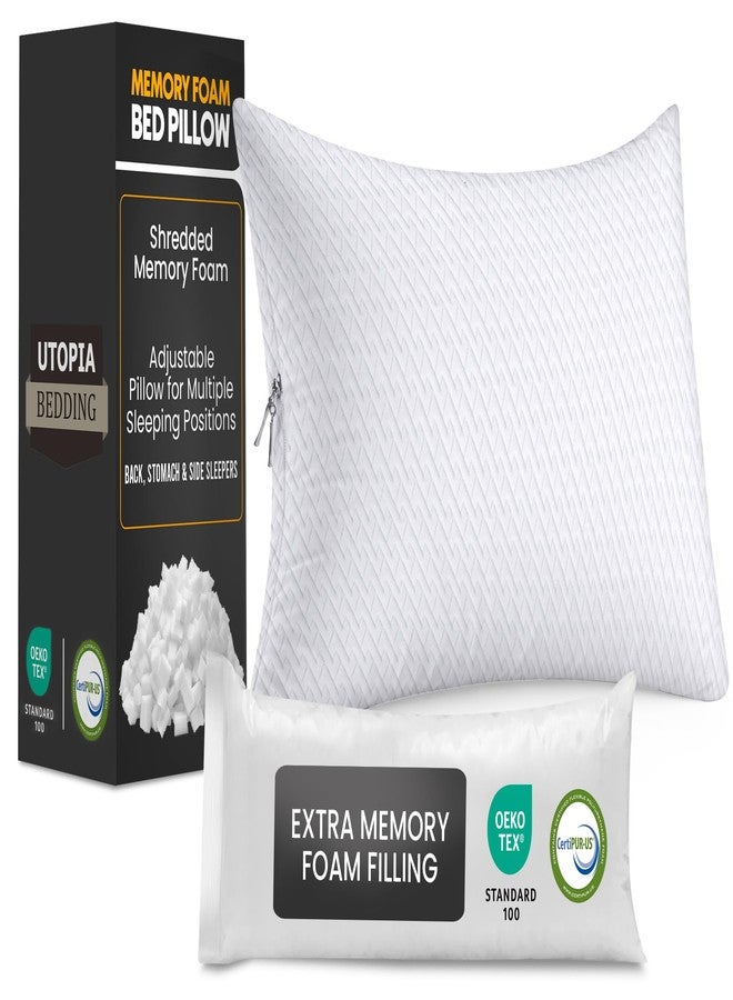 Utopia Bedding Shredded Memory Foam Pillows (Queen), Cooling Adjustable Bed Pillows for Sleeping with Washable Pillow Case, Back, Stomach and Side Sleeper Pillow, Plush and Supportive (1 Pack) - Image 1