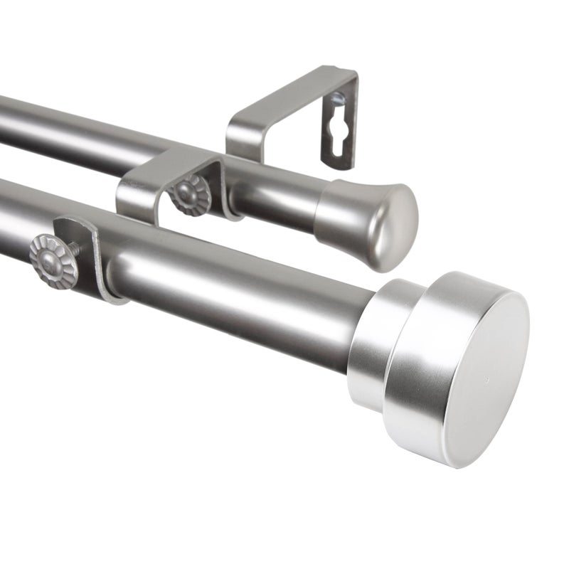 Rod Desyne Rod Desyne Bonnet 1 OD 66120 inchSatin Nickel Double Curtain Rod Set 66120 