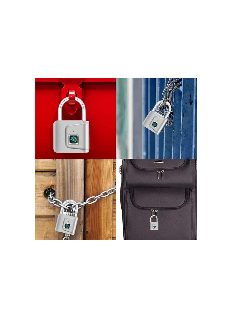 Fingerprint Padlock, Smart Lock, No Key Required, Only Need Fingerprint to Unlock, Easy to Carry, USB Charging, for Home, Offices, Bicycle, Backpacks