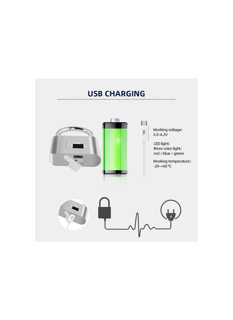 Fingerprint Padlock, Smart Lock, No Key Required, Only Need Fingerprint to Unlock, Easy to Carry, USB Charging, for Home, Offices, Bicycle, Backpacks