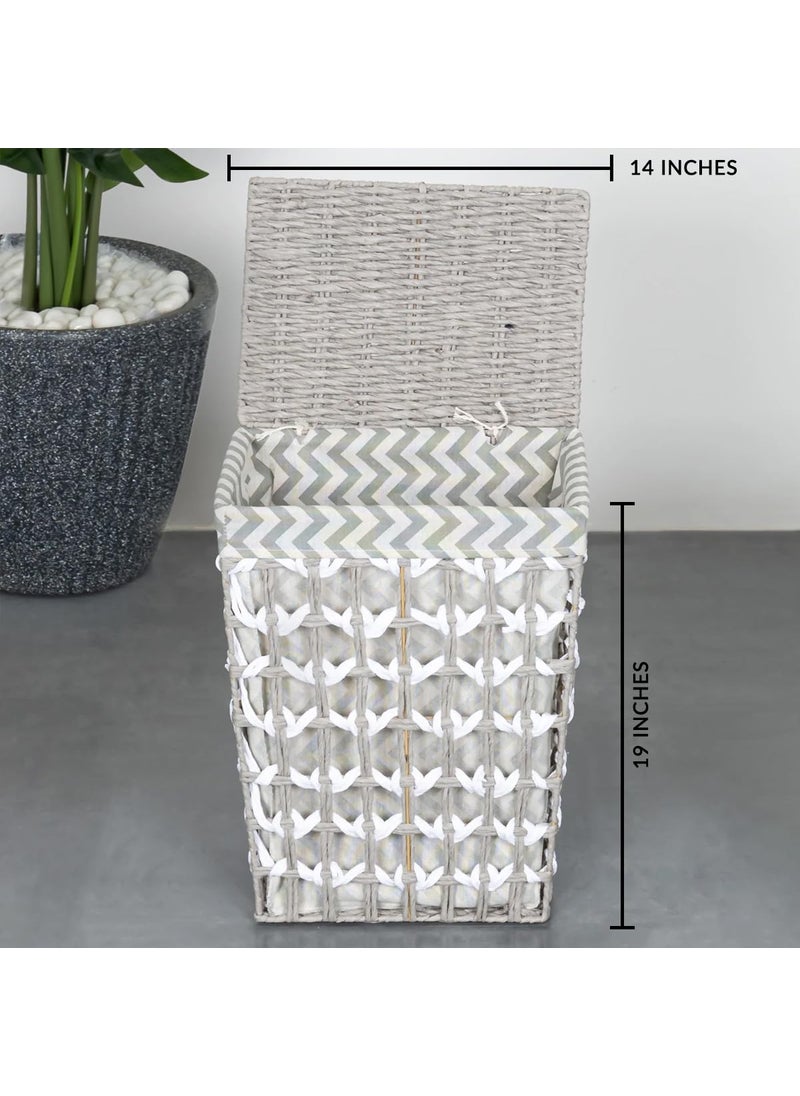 DEKOR CENTRE DEKOR CENTRE Fresh Wave Laundry BasketBag Size Medium Decorative Storage Basket for Cloths and Blankets MultiPurpose with lid for living Room Bathroom Laundry toys  - Image 2