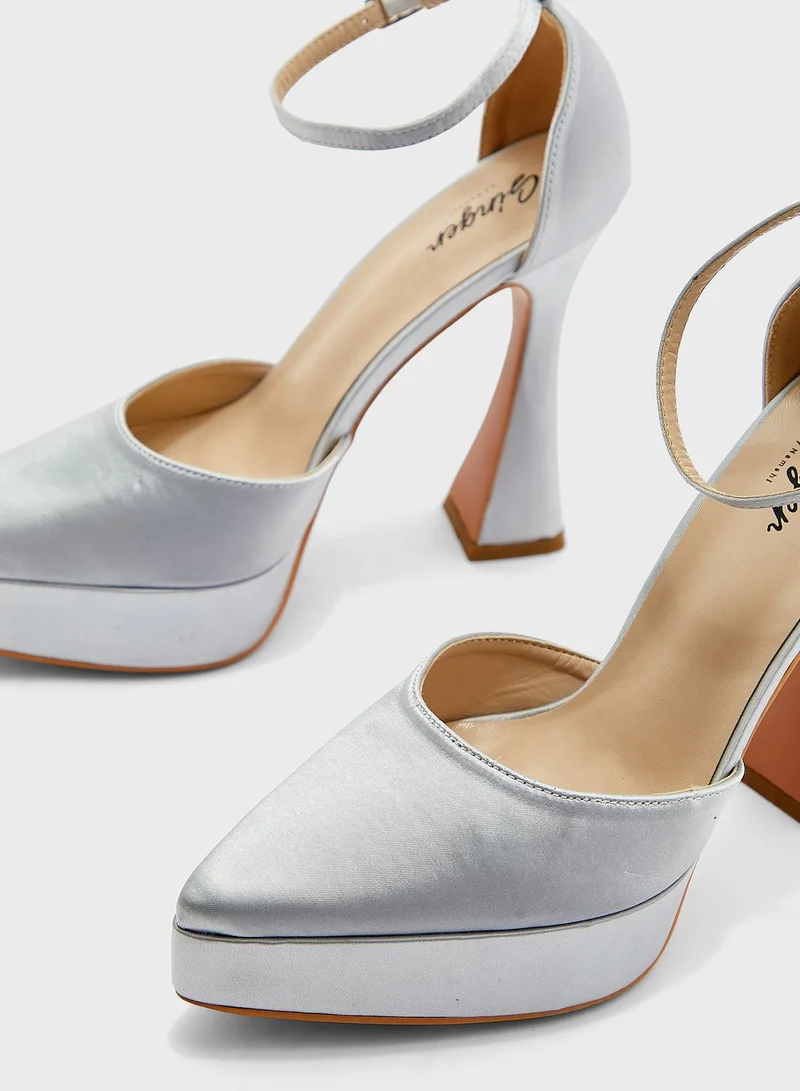 Ginger Glitter Platform Pointed Pump