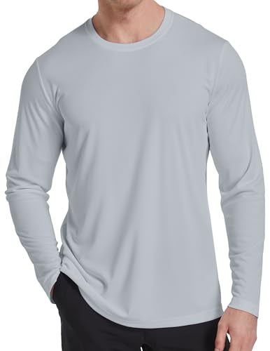 OYGSieg Mens UPF 50 UV Sun Protection Long Sleeve Shirt Rash Guard for Men Quick Dry Breathable Gym Shirt for Fishing Running SetD L - Image 3
