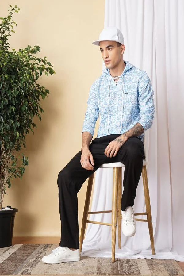 The Indian Garage Co Men Regular Fit Solid Full Sleeves Mandarin Collar Casual Shirt
