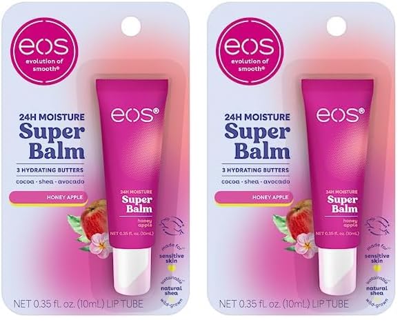 eos 24H Moisture Super Balm Honey Apple Lip Mask Day or Night Lip Treatment Made for Sensitive Skin 035 fl oz Pack of 2