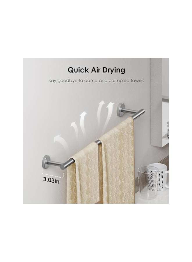 promass Towel Bar, 40cm Stainless Steel Towel Bar, Brushed Nickel Hand Towel Holder, Waterproof Rustproof Wall Mounted Towel Bar, Modern Design Towel Racks Suitable for Bathroom, Kitchen, RV (Silver) - Image 3