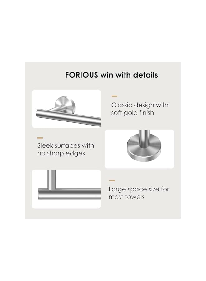 promass Towel Bar, 40cm Stainless Steel Towel Bar, Brushed Nickel Hand Towel Holder, Waterproof Rustproof Wall Mounted Towel Bar, Modern Design Towel Racks Suitable for Bathroom, Kitchen, RV (Silver) - Image 2