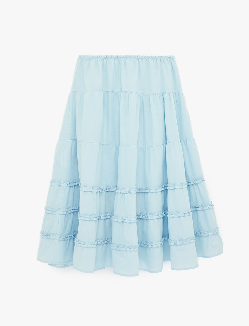 KOTON Embroidered Elastic Waist Maxi Skirt - Image 5